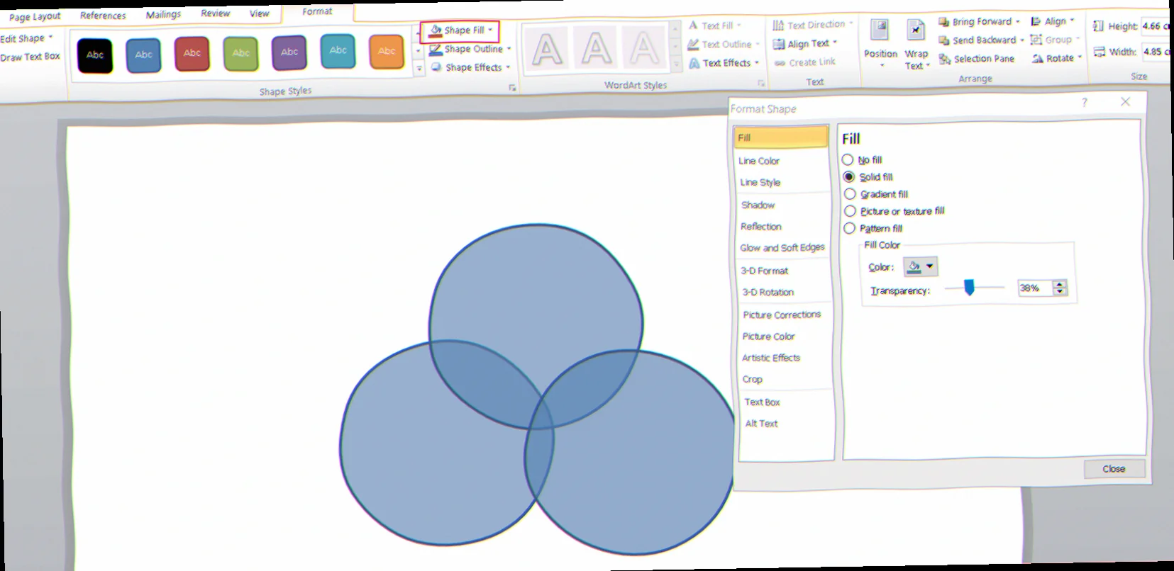 Formler i Venn diagram