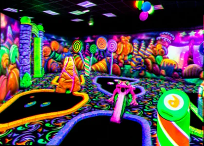 Børn der spiller minigolf