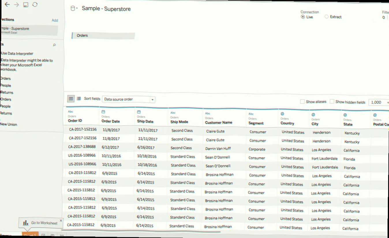 Visualisering af SQLite data i Tableau